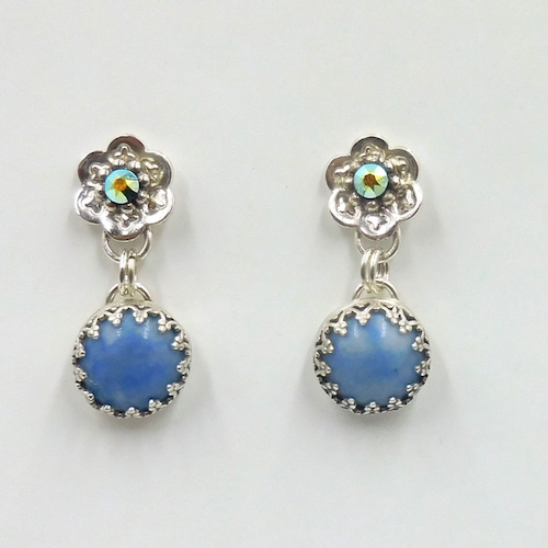 DKC-2105 Earrings, Topaz, Denim Lapis $90 at Hunter Wolff Gallery
